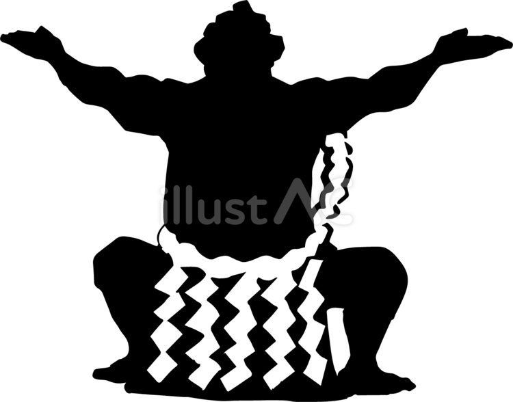 化粧まわしを付け土俵入りする力士 相撲,力士,日本のイラスト素材