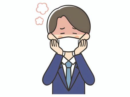熱が出てマスクをしているスーツの男性 男性,スーツ,お父さん,教師,先生,講師,マスク,熱,発熱,風邪のイラスト素材
