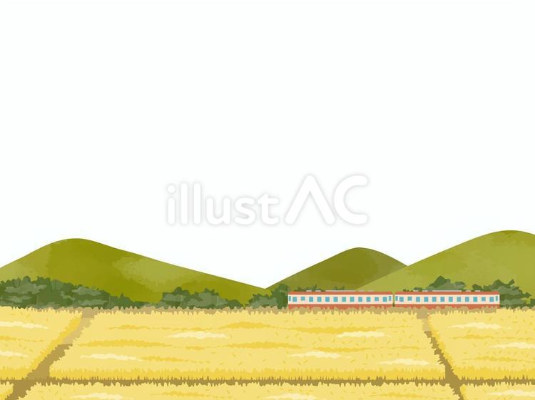 秋の日本の田園風景のイラスト素材11 秋,田,田んぼのイラスト素材