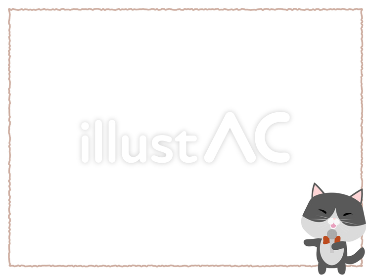 司会者_猫_はちわれ_フレーム 司会者,猫,司会のイラスト素材