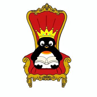 King penguin reading a book on the throne, JPG and PNG King penguin reading a book on the throne, king penguin, ohsama penguin, throne, JPG and PNG