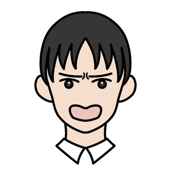 怒りの段階３　怒声　怒り 顔,中性,怒声,人物,感情的,表情のイラスト素材