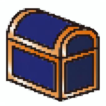 宝箱02_4c青_モザイク 宝箱,モザイク,箱,宝,ドット,ゲーム,アイコン,カラー,イラストのイラスト素材