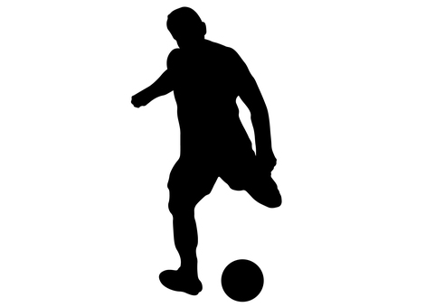 サッカー選手のシルエット33 サッカー,シュート,かっこいい,体勢,人間,男,成人,影,人影,シンプルのイラスト素材