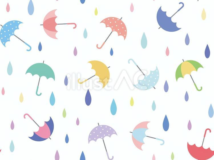 傘と雨のシームレス壁紙 傘,雨,雫のイラスト素材