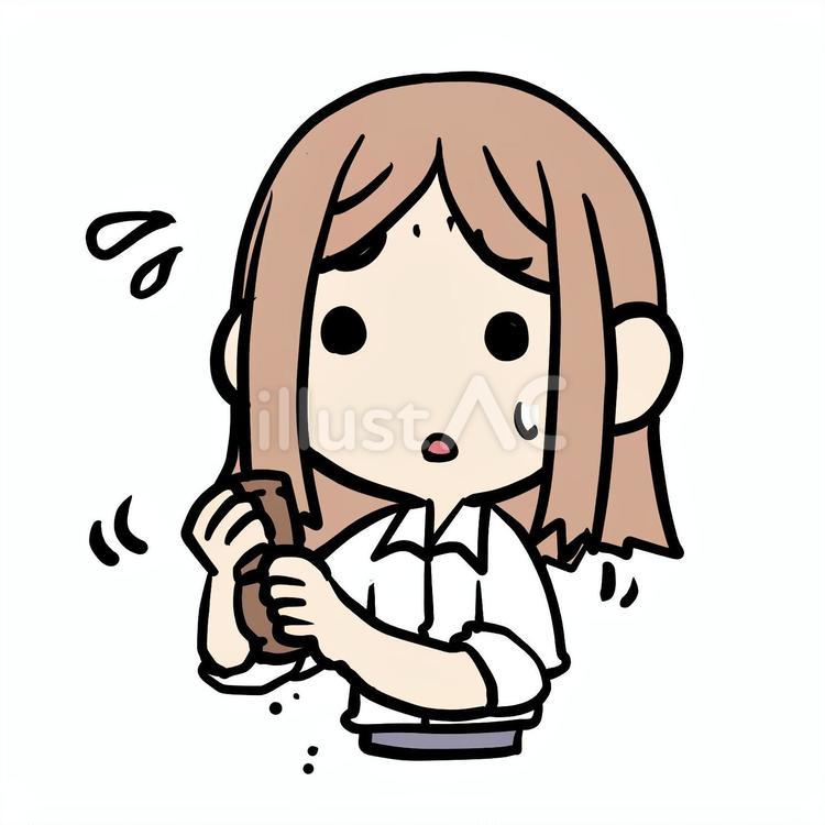 焦ってミルを使う女性 女性,ミル,調味料のイラスト素材