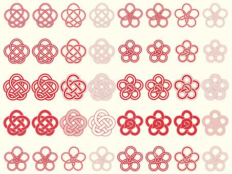 水引セット 水引,和風,和,お正月,シンプル,リボン,花結び,梅結び,包装,年賀状のイラスト素材