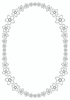 桜フレーム2-モノクロ