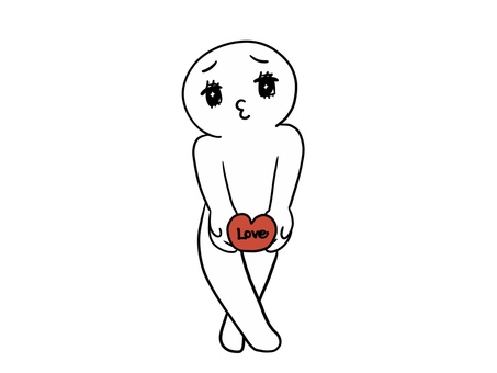 ハートを差し出す棒人間(love) 棒人間,love,人間,people,シンプル,人物,素材,かわいい,挿し絵,イラストのイラスト素材