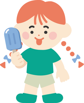 アイスを食べる女の子 子供,こども,人物,女子,女の子,少女,小学生,学生,児童,園児のイラスト素材