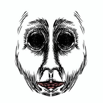 ホラーな節穴表情パーツ線画 ホラー,怖い,ヒトコワ,悪霊,生霊,幽霊,恐怖,表情,感情,顔のイラスト素材