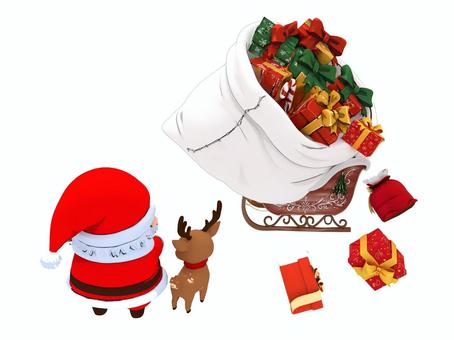 クリスマスセールのギフトを過積載のサンタ