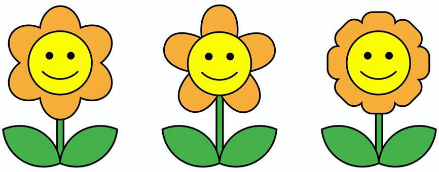 お花のスマイルマーク オレンジ 花,スマイル,笑顔,かわいい,ニコニコ,表情,植物,フラワー,気分,笑うのイラスト素材