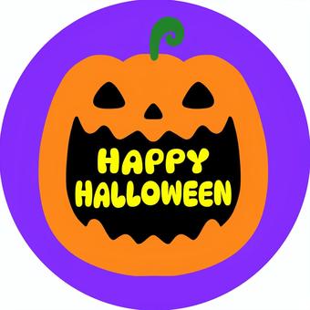 ハロウィーンかぼちゃの丸アイコン2 ハロウィン,丸,カボチャ,アイコン,秋,紫,ベクター,シール,イラスト,恐ろしいのイラスト素材