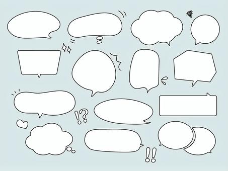 シンプルな黒線の吹き出しセット 吹き出し,ふきだし,セリフ,コメント,フレーム,会話,枠,シンプル,セット,チャットのイラスト素材