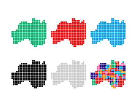 福島県の地図_ピクセル6色セット  福島県の地図_ピクセル6色セット  福岡県,都道府県,地図,ピクセルアート,日本,地理,簡略,簡易,デザイン,ポップのイラスト素材