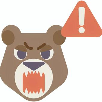 【そのまま使える】くま注意 【そのまま使える】くま注意 クマ,熊,動物,顔,正面,猛獣,怒る,激怒,エフェクト,牙のイラスト素材