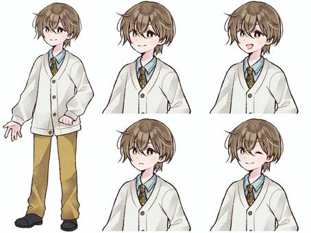 制服姿の男の子の立ち絵と表情セット D 制服姿の男の子の立ち絵と表情セット D 男の子,男性,人物,立ち絵,制服,全身,バストアップ,上半身,表情,セットのイラスト素材