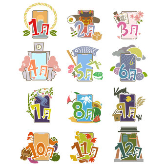 季節とスマートフォンのセット スマホ,スマートフォン,季節,カレンダー,春,夏,秋,冬,セット,正月のイラスト素材