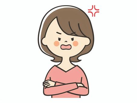 腕組みして怒る若い女性 腕組みして怒る若い女性 怒る,叱る,説教,喧嘩,イライラ,不満,厳しい,ストレス,怒り,怒鳴るのイラスト素材