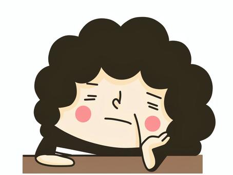 大阪のおばちゃん 大阪のおばちゃん おばちゃん,頬杖,二頭身,パーマ,休憩のイラスト素材