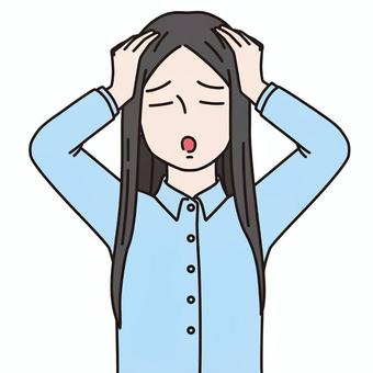 【アイコン用画像】女性_頭を抱える_4 表情,感情,頭を抱える,悩む,困る,参る,苦悩,葛藤,若い,人物のイラスト素材