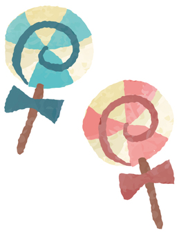 手書きのお菓子（キャンディー） 手書き,キャンディー,飴,飴細工,砂糖,カラフル,ピンク,伝統色,水色,お菓子のイラスト素材