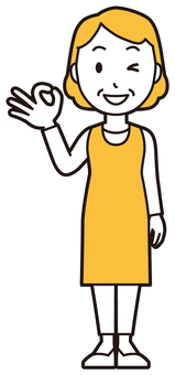  エプロンおばちゃん(黄)-018-全身