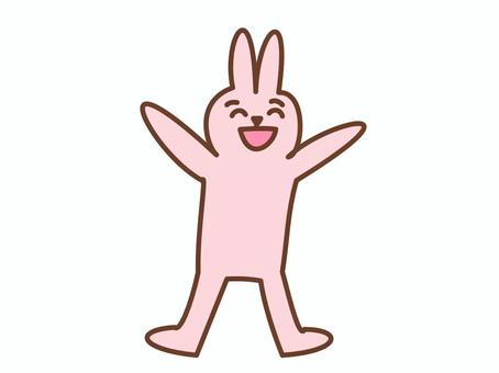 バンザイ　喜ぶ　ウサギ① うさぎ,喜ぶ,やったー,嬉しい,できた,完成,歓喜,すっきり,解放,ジャンプのイラスト素材