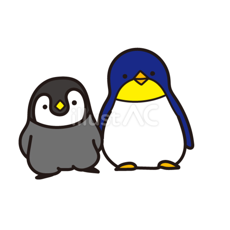 4月動物（2羽のペンギン） ペンギン,2羽,親子のイラスト素材