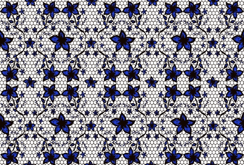 花柄刺繍レースのパターン生地背景★透過有 レース,花,シームレス,パターン,模様,柄,花柄,刺繍,ブルー,ブラックのイラスト素材