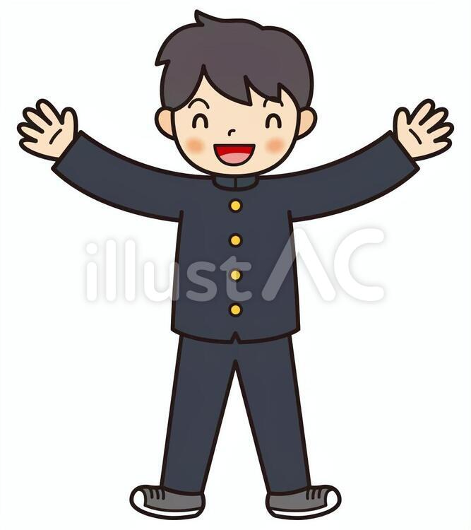 喜ぶ中学・高校生の男の子 喜ぶ,中学生,高校生のイラスト素材