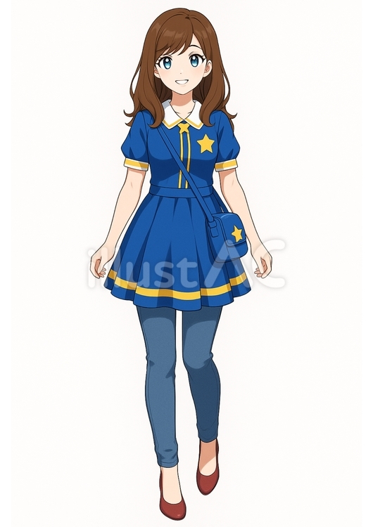推しキャラとおそろいコーデ散歩 推し活,コスプレ,女の子のイラスト素材