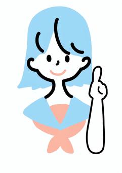 指をさす学生の女の子