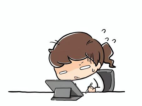 タブレットで作業する人 タブレット,ipad,イラストのイラスト素材