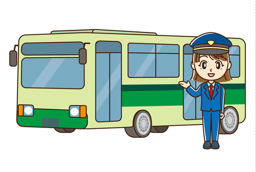 バスの運転手（女性） 運転手,バス,バスドライバー,制服,人物,女性,案内,交通機関,帽子,仕事のイラスト素材