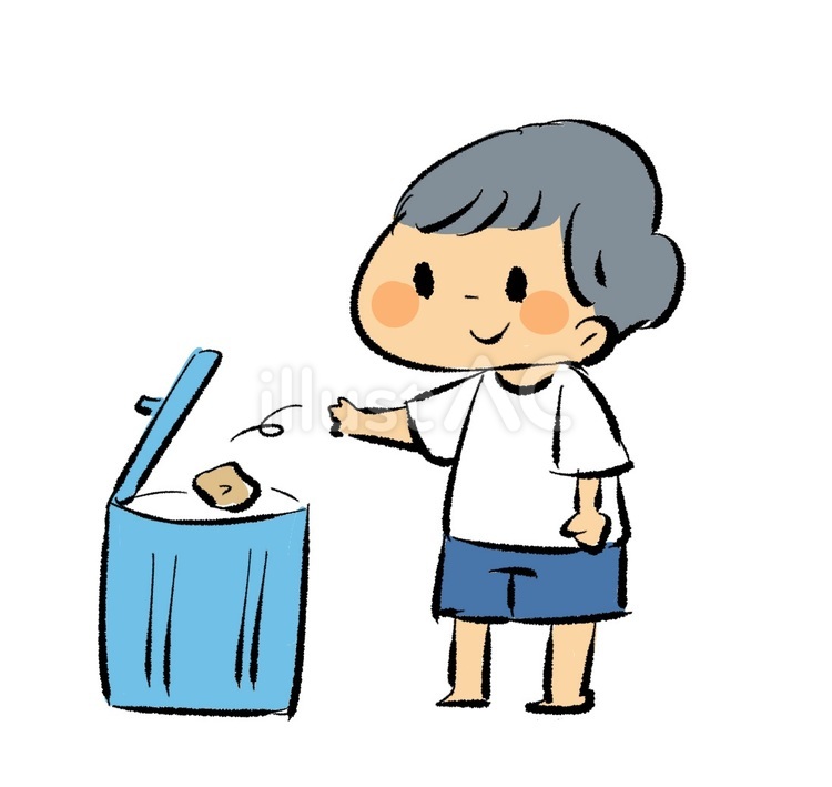 ゴミを捨てる子供/男の子 ゴミ,ゴミ捨て,捨てるのイラスト素材