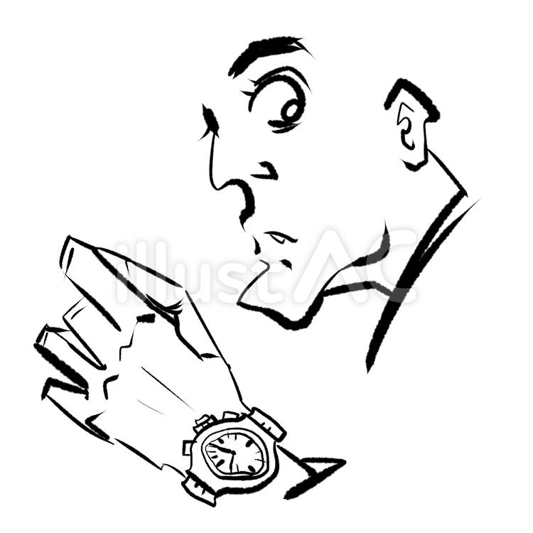時計をする男性 男性,イラスト,顔のイラスト素材
