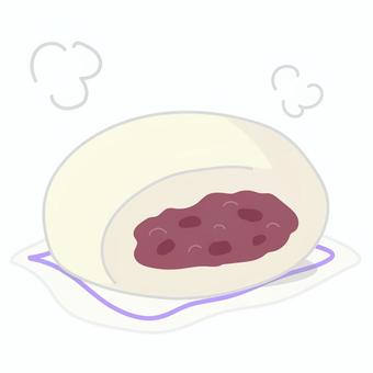 あんまんの断面のイラスト 食べ物,あんまん,冬,商品,あんこ,具材,饅頭,断面,湯気,温かいのイラスト素材