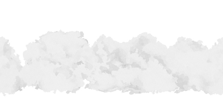 水彩風の空と雲　横シームレス　白黒 雲模様,雲,もあもあ,モヤモヤ,白,モコモコ,フワフワ,背景,草むら,生け垣のイラスト素材