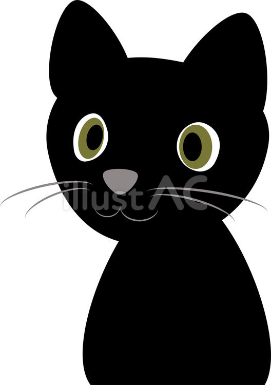 黒猫のキャラクターイラスト　笑顔 猫,黒猫,マスコットのイラスト素材