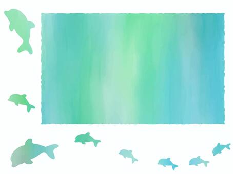 Watercolor style dolphin frame, dolphin, silhouette, frame, JPG, PNG and AI