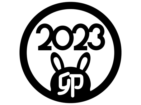 うさぎのはんこ・2023卯（白黒） うさぎ,はんこ,卯,文字,フレーム,枠,ライン,丸,円,丸印のイラスト素材