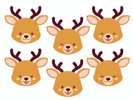 トナカイ顔セット トナカイ顔セット 顔,座る,トナカイ,お座り,シンプル,ベクター,かわいい,ミニキャラ,キュート,2頭身のイラスト素材