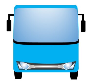 バス104 バス,観光バス,大型バス,正面,ユニーク,オリジナル,イラスト,車,乗り物,水色のイラスト素材