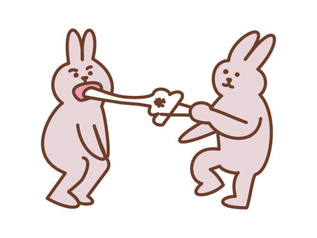 餅を食べるウサギのキャラクター 餅,食べる,もち,ウサギ,うさぎ,擬人化,キャラクター,伸びる,びよーん,美味しいのイラスト素材