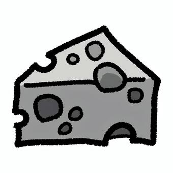 モノクロの穴あきチーズイラスト チーズ,食べ物,食品,乳製品,スイスチーズ,モノクロ,白黒,穴あきチーズ,黄色,可愛いのイラスト素材
