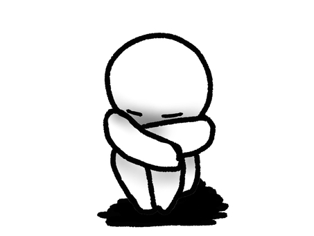 気持ちが落ちている人 人,子供,大人,心,落ち込む,精神,自閉,傷付く,辛い,閉じこもるのイラスト素材