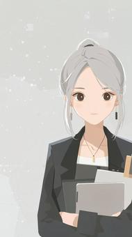 グレーヘアの女性ビジネスパーソン