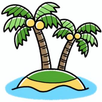 Illustration, palm tree, palm fruit, island, 